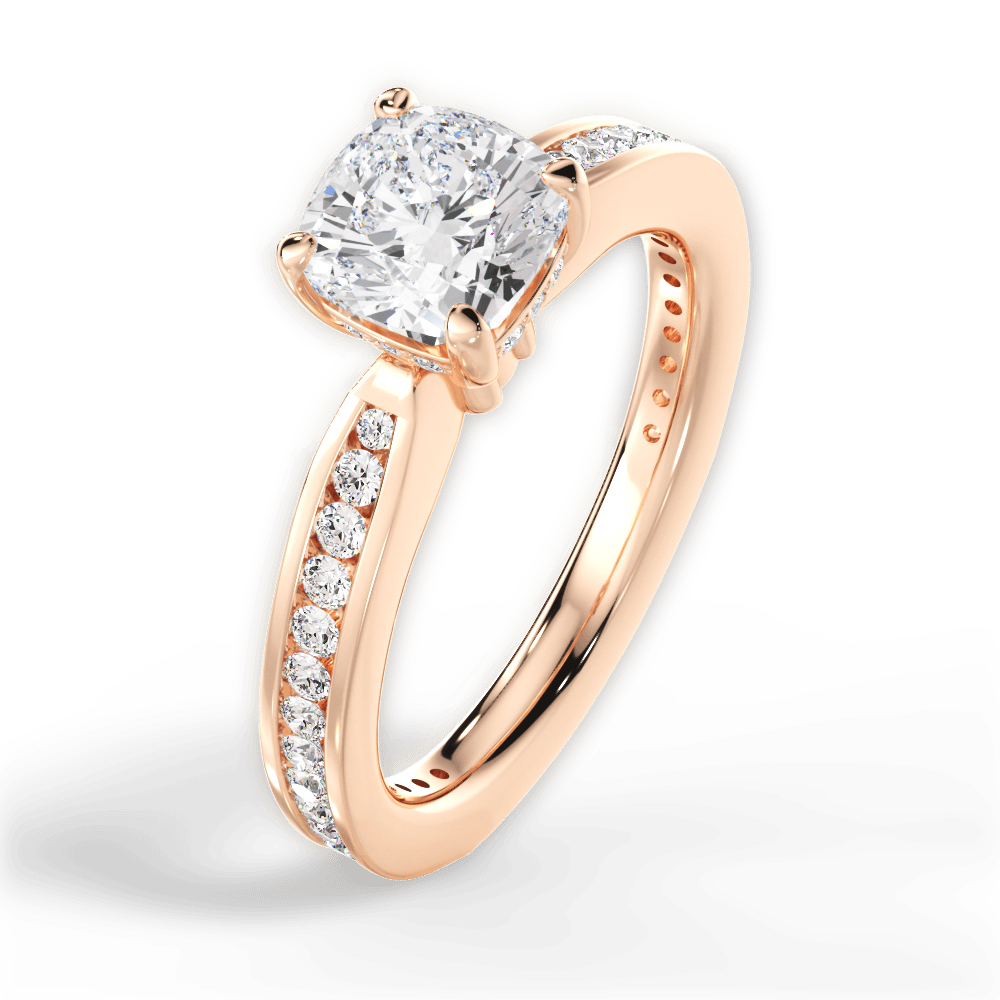 14kt Rose Gold/18kt Rose Gold/cushion/side