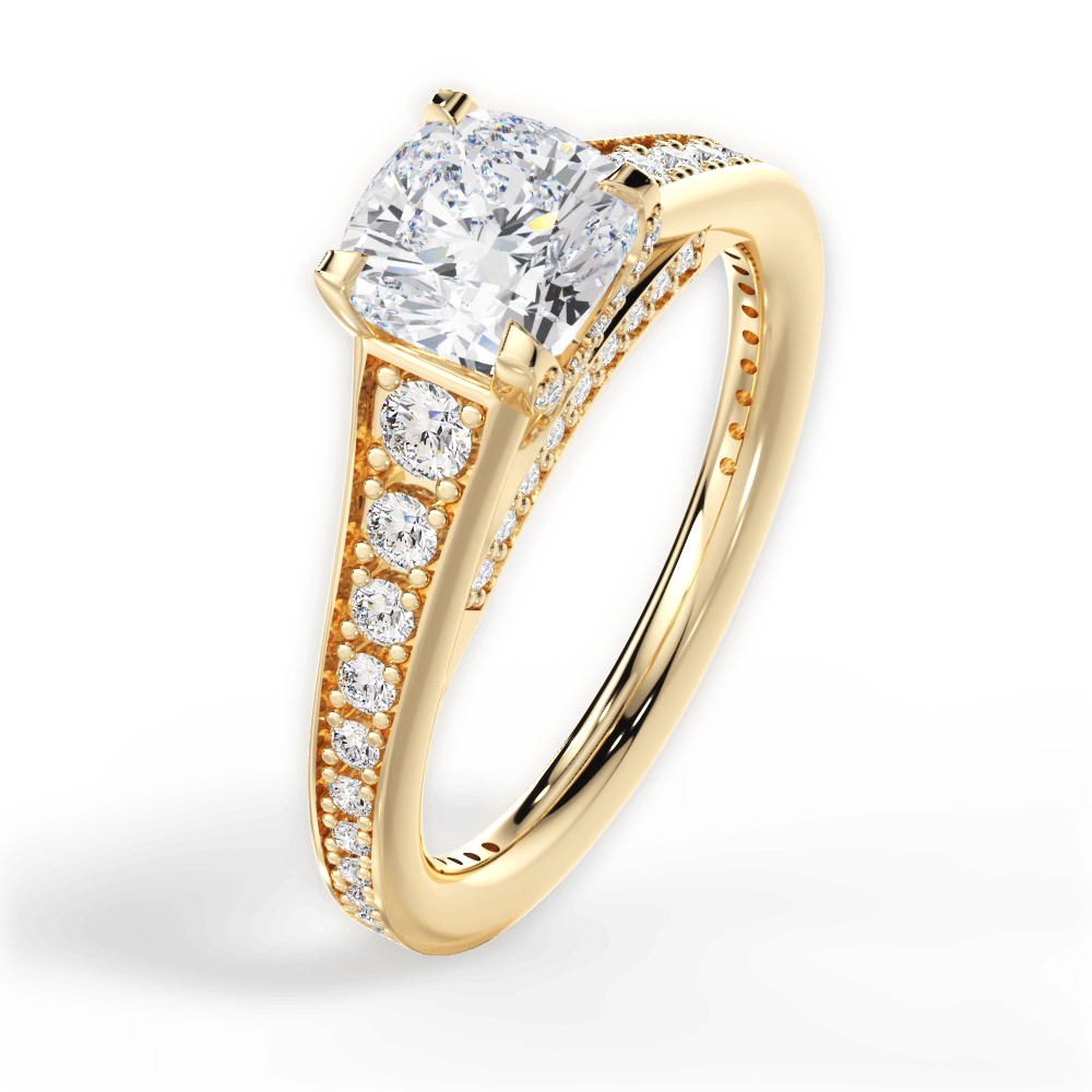 14kt Yellow Gold/18kt Yellow Gold/cushion/side