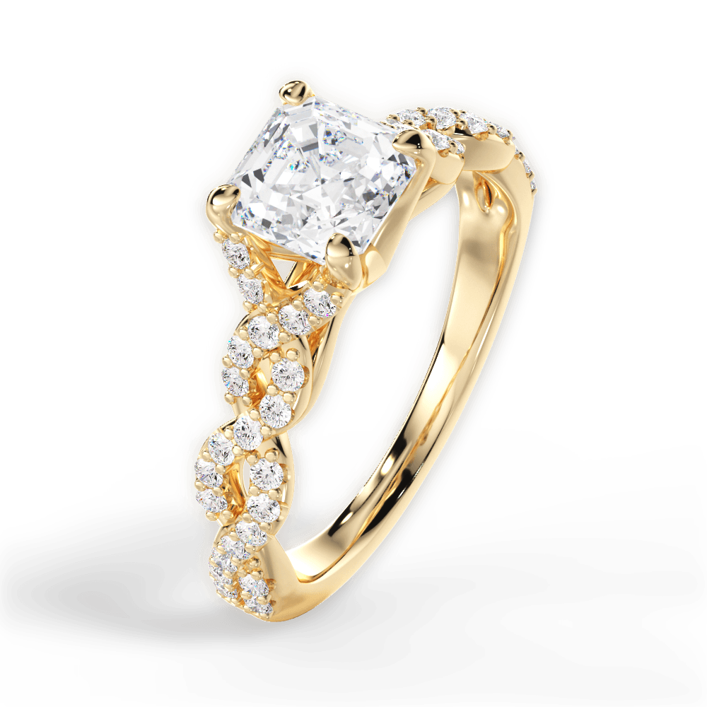 14kt Yellow Gold/18kt Yellow Gold/asscher/side