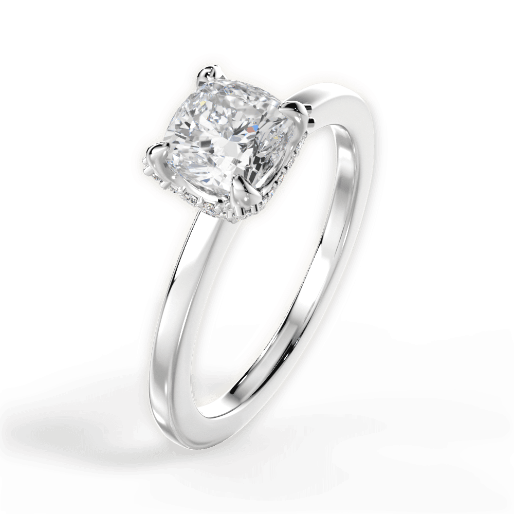 14kt White Gold/18kt White Gold/Platinum/cushion/side