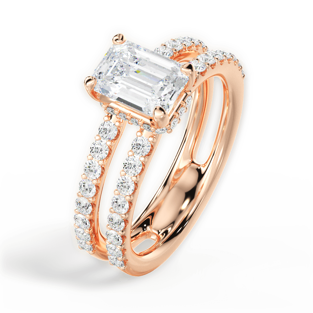 14kt Rose Gold/18kt Rose Gold/emerald/side