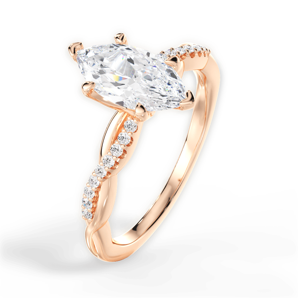 14kt Rose Gold/18kt Rose Gold/marquise/side