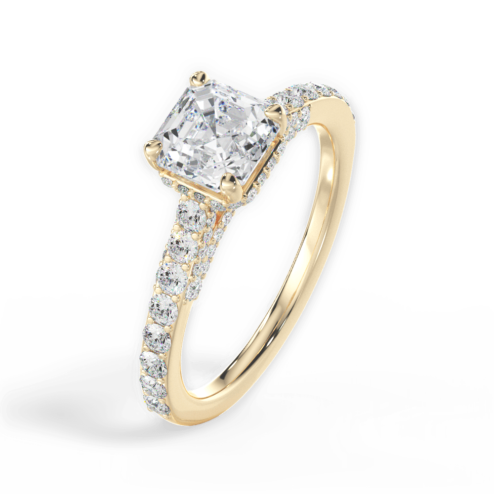 14kt Yellow Gold/18kt Yellow Gold/asscher/side