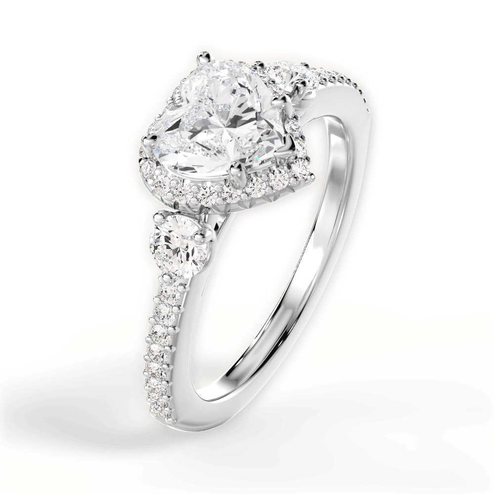 14kt White Gold/18kt White Gold/Platinum/heart/side