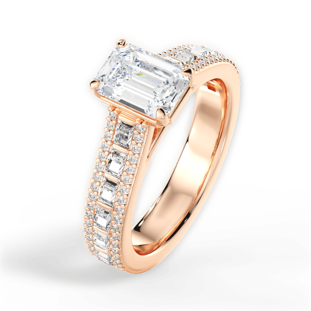 14kt Rose Gold/18kt Rose Gold/emerald/side