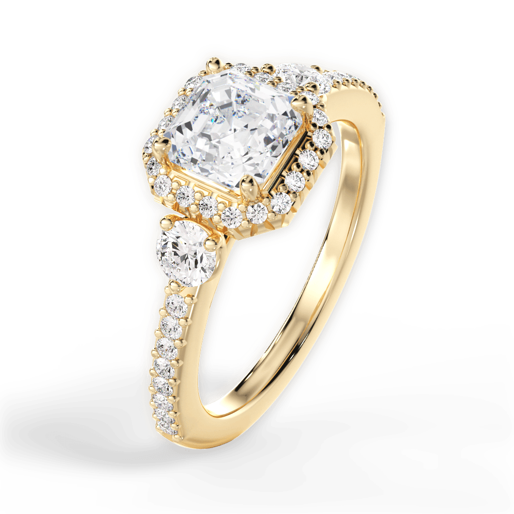 14kt Yellow Gold/18kt Yellow Gold/asscher/side