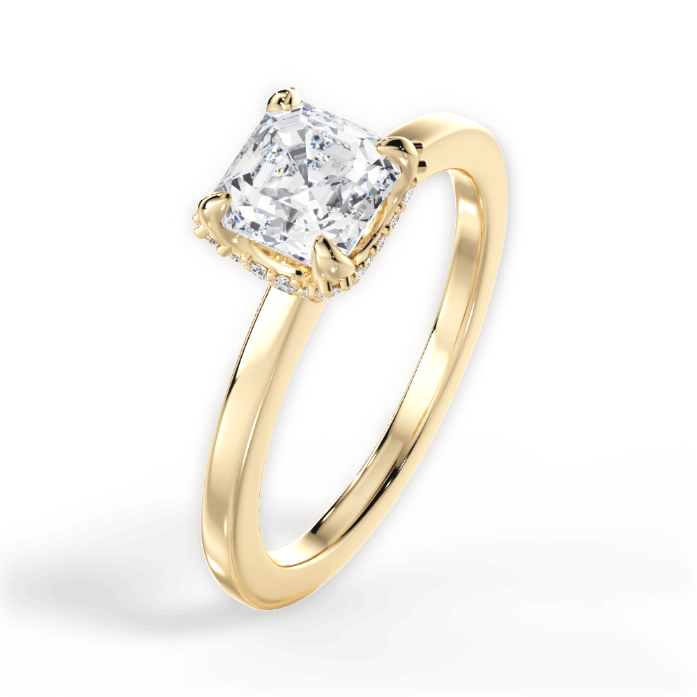 14kt Yellow Gold/18kt Yellow Gold/asscher/side