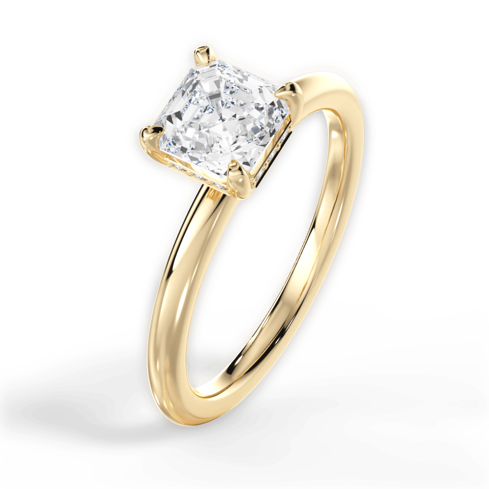 14kt Yellow Gold/18kt Yellow Gold/asscher/side