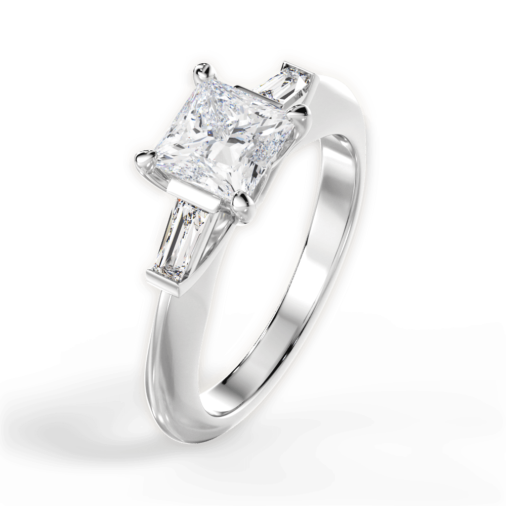 14kt White Gold/18kt White Gold/Platinum/princess/side