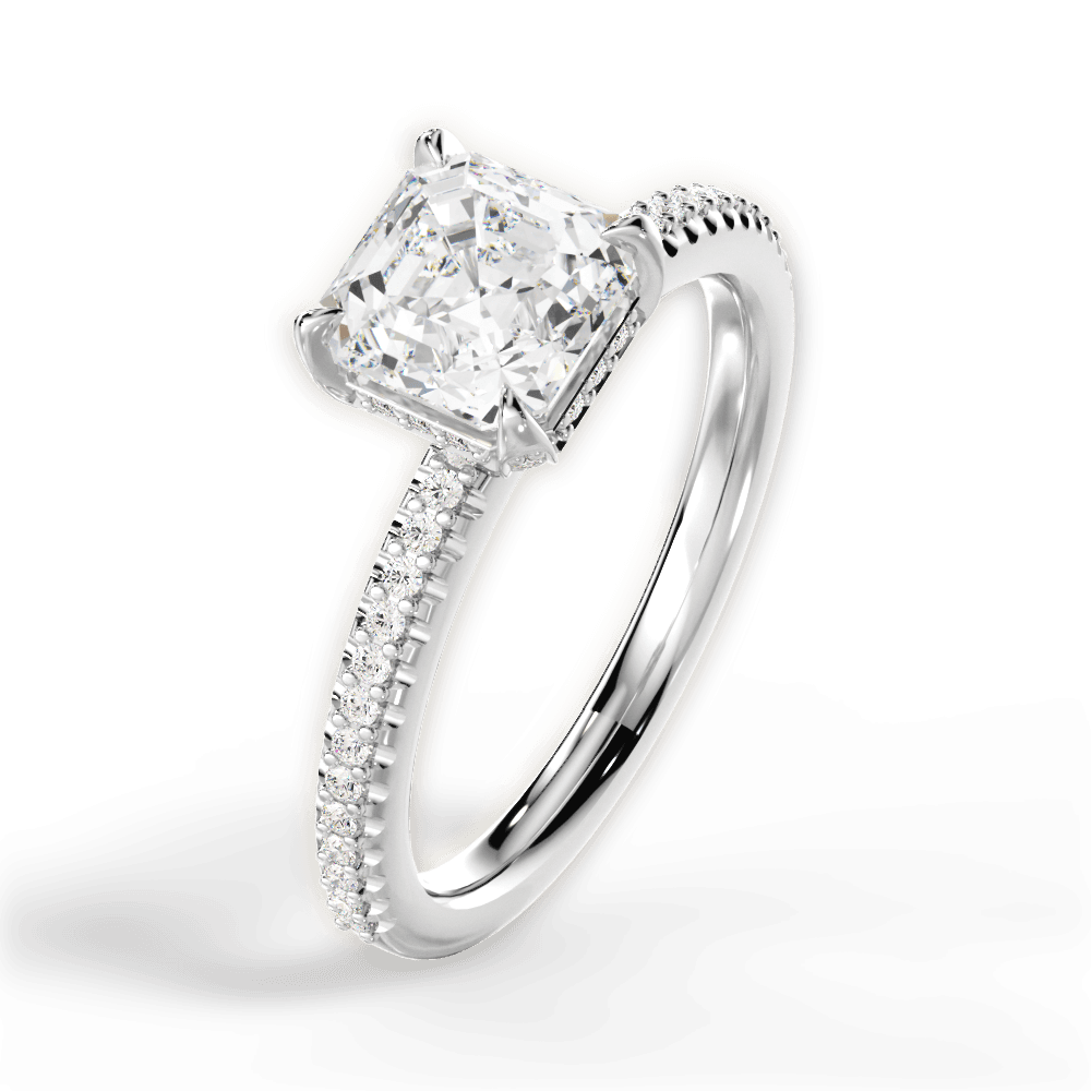 14kt White Gold/18kt White Gold/Platinum/asscher/side