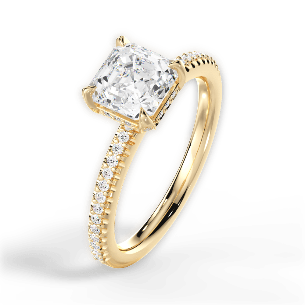 14kt Yellow Gold/18kt Yellow Gold/asscher/side