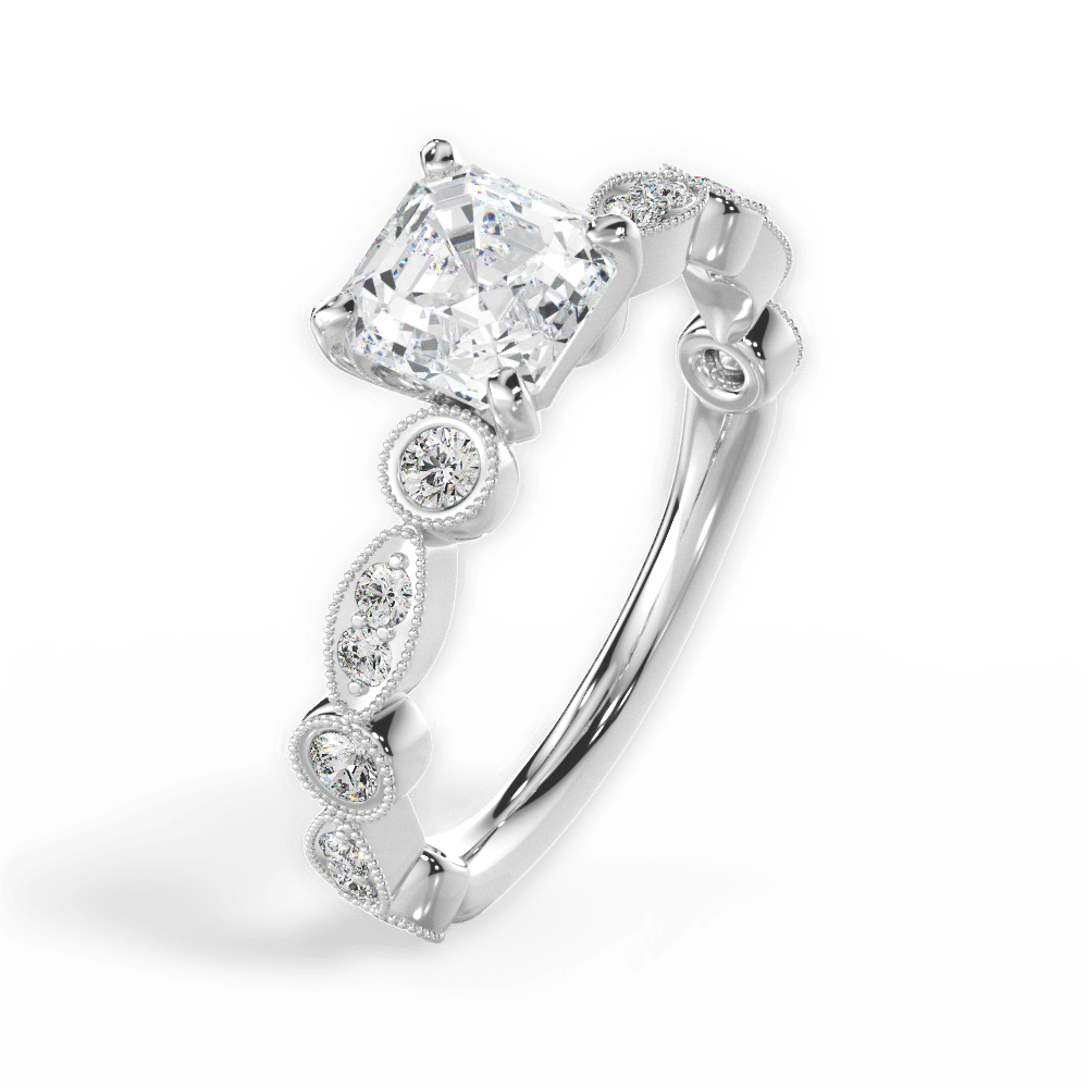 14kt White Gold/18kt White Gold/Platinum/asscher/side