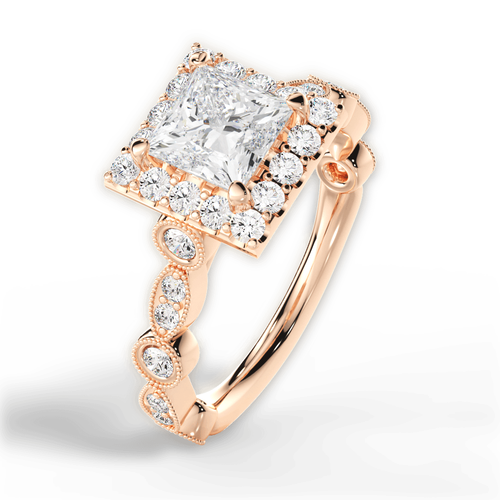 14kt Rose Gold/18kt Rose Gold/princess/side