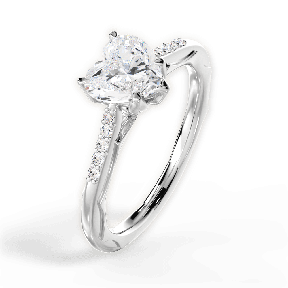 14kt White Gold/18kt White Gold/Platinum/heart/side