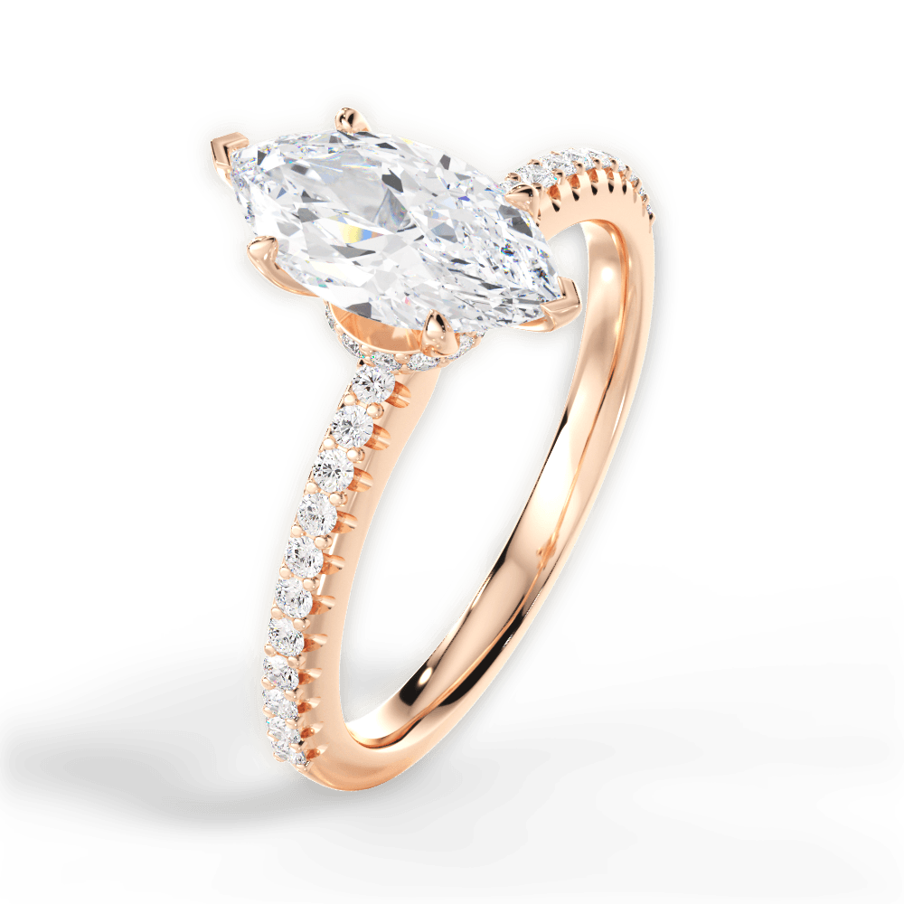 14kt Rose Gold/18kt Rose Gold/marquise/side
