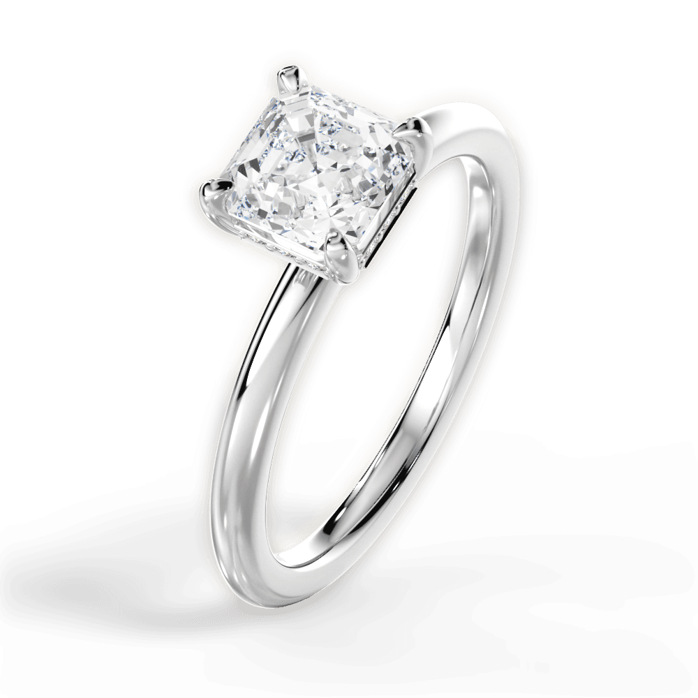 14kt White Gold/18kt White Gold/Platinum/asscher/side