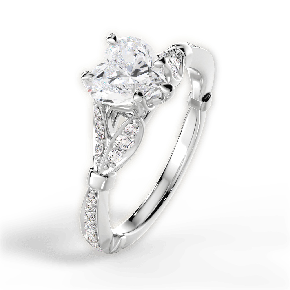 14kt White Gold/18kt White Gold/Platinum/heart/side