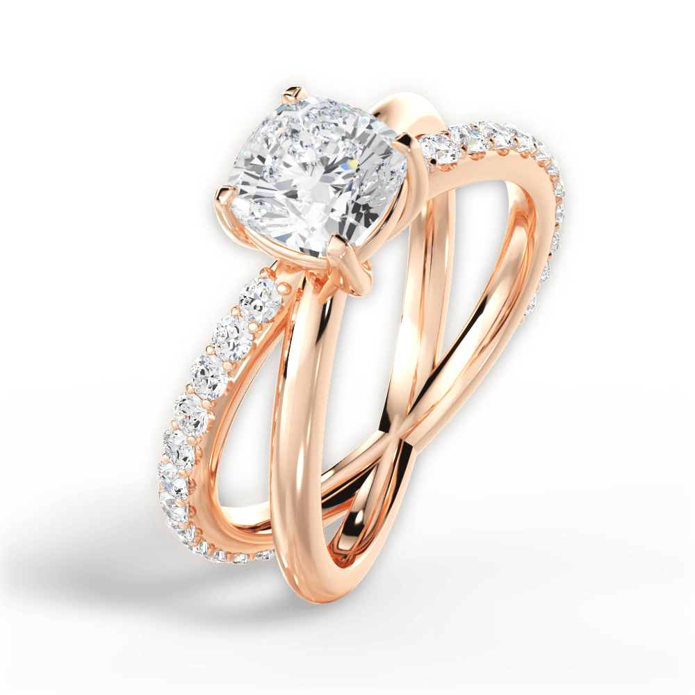 14kt Rose Gold/18kt Rose Gold/cushion/side