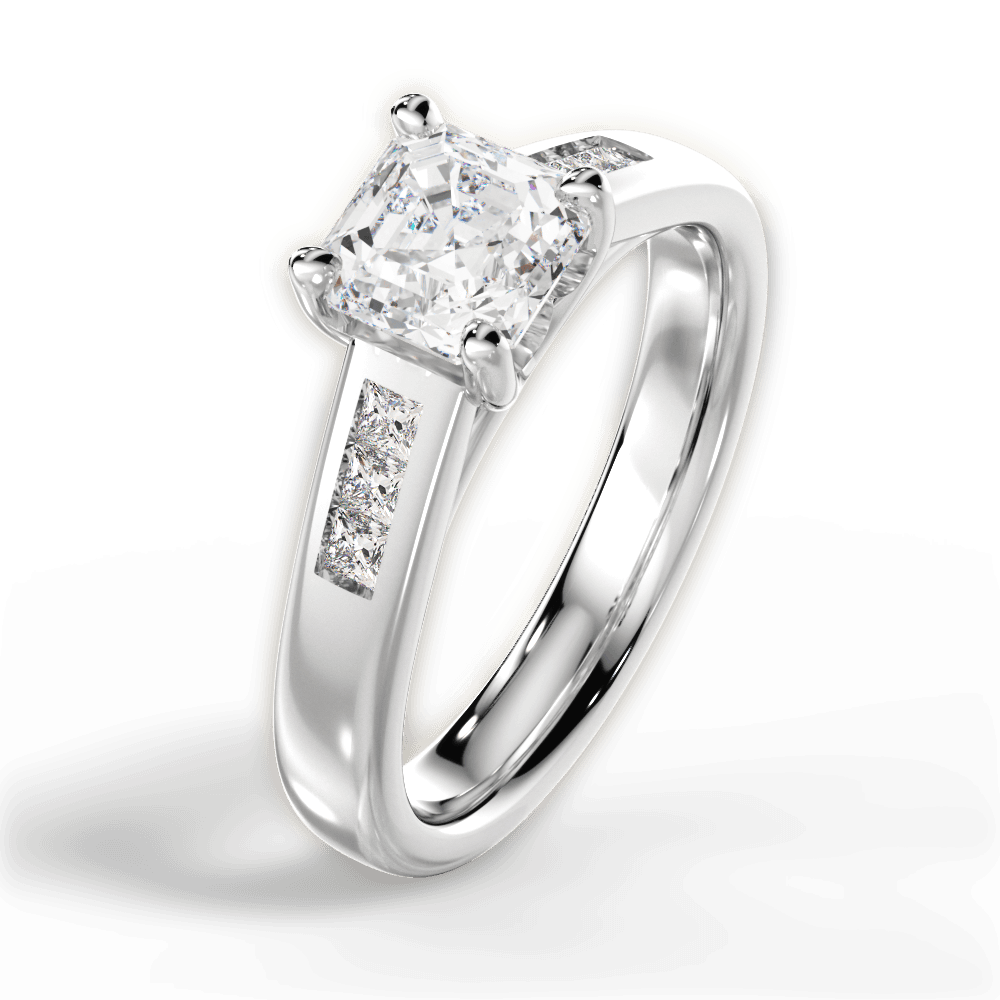 14kt White Gold/18kt White Gold/Platinum/asscher/side