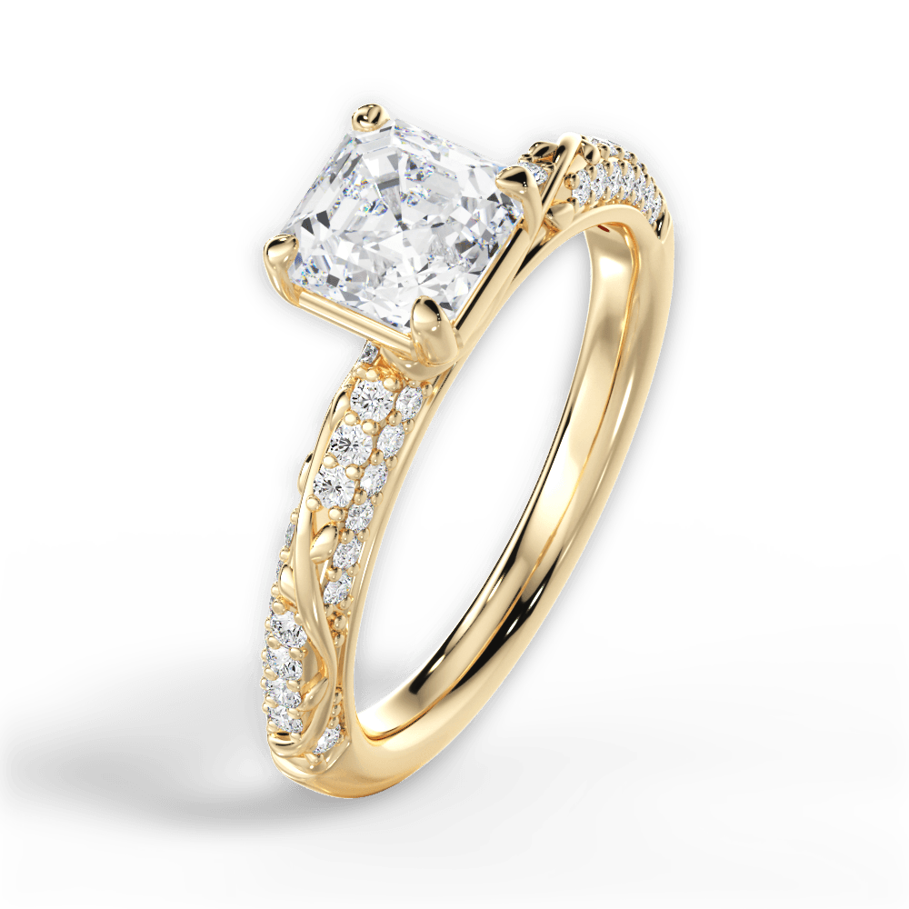 14kt Yellow Gold/18kt Yellow Gold/asscher/side