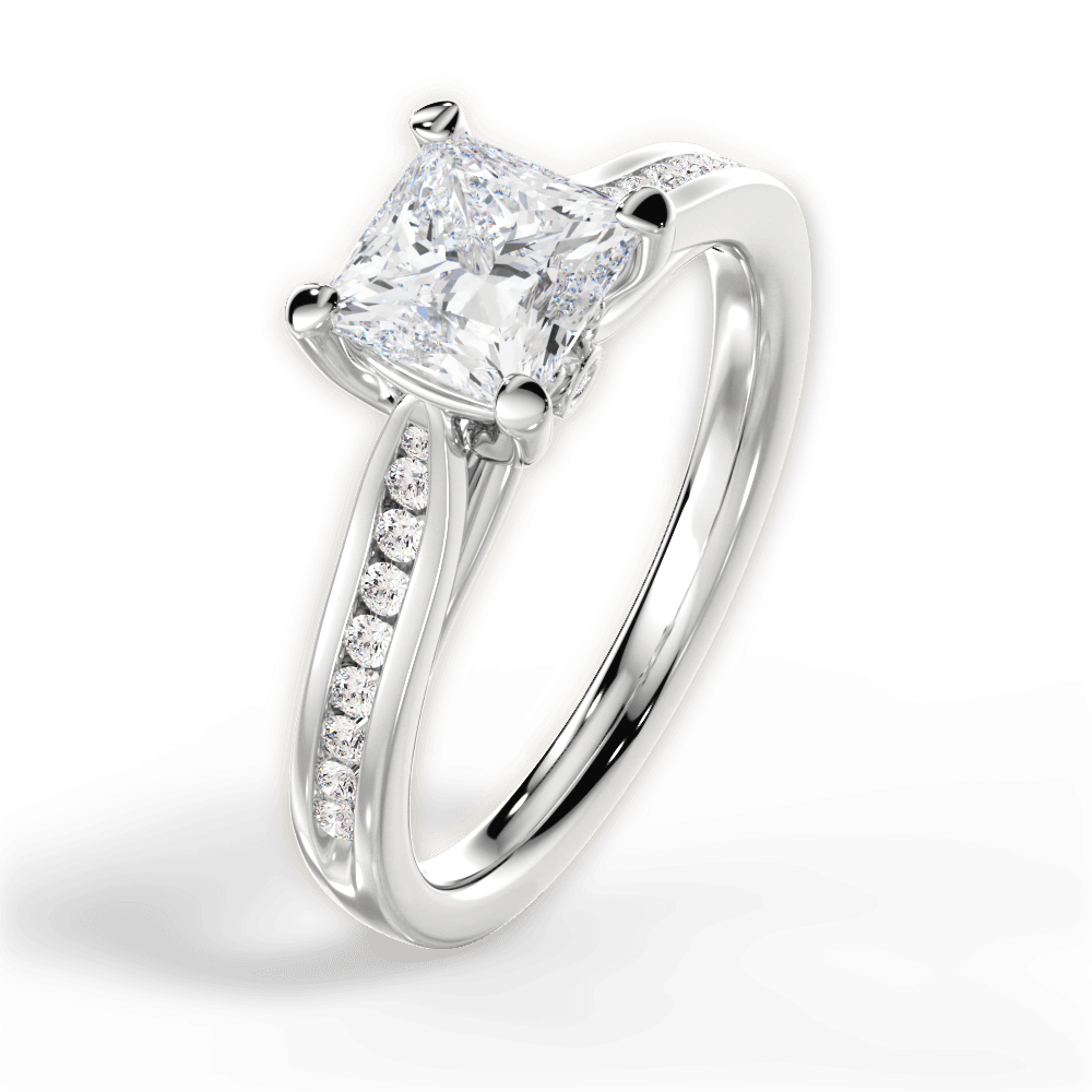 14kt White Gold/18kt White Gold/Platinum/princess/side