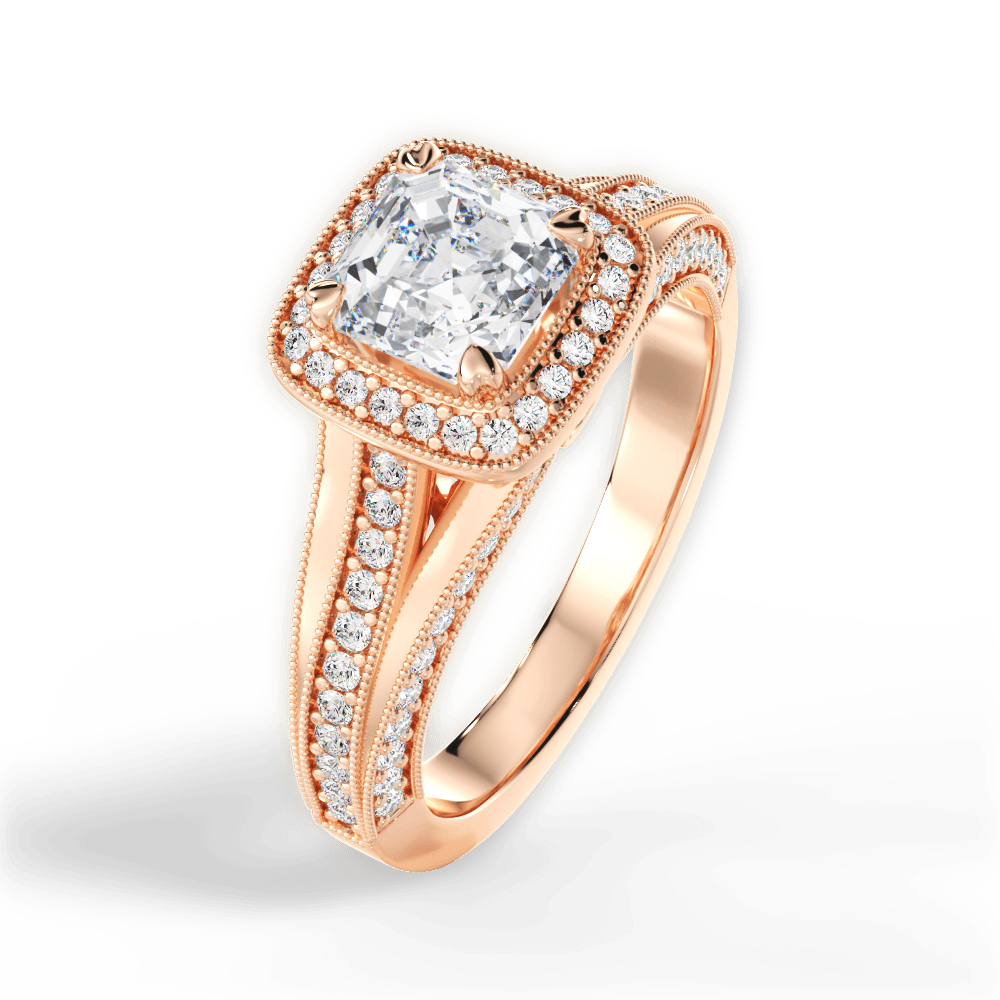 14kt Rose Gold/18kt Rose Gold/asscher/side