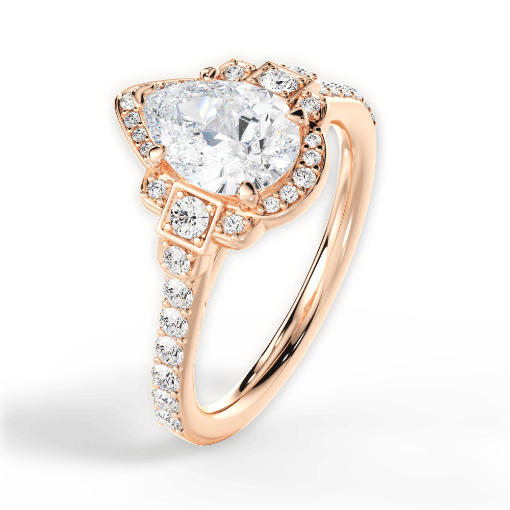 14kt Rose Gold/18kt Rose Gold/pear/side