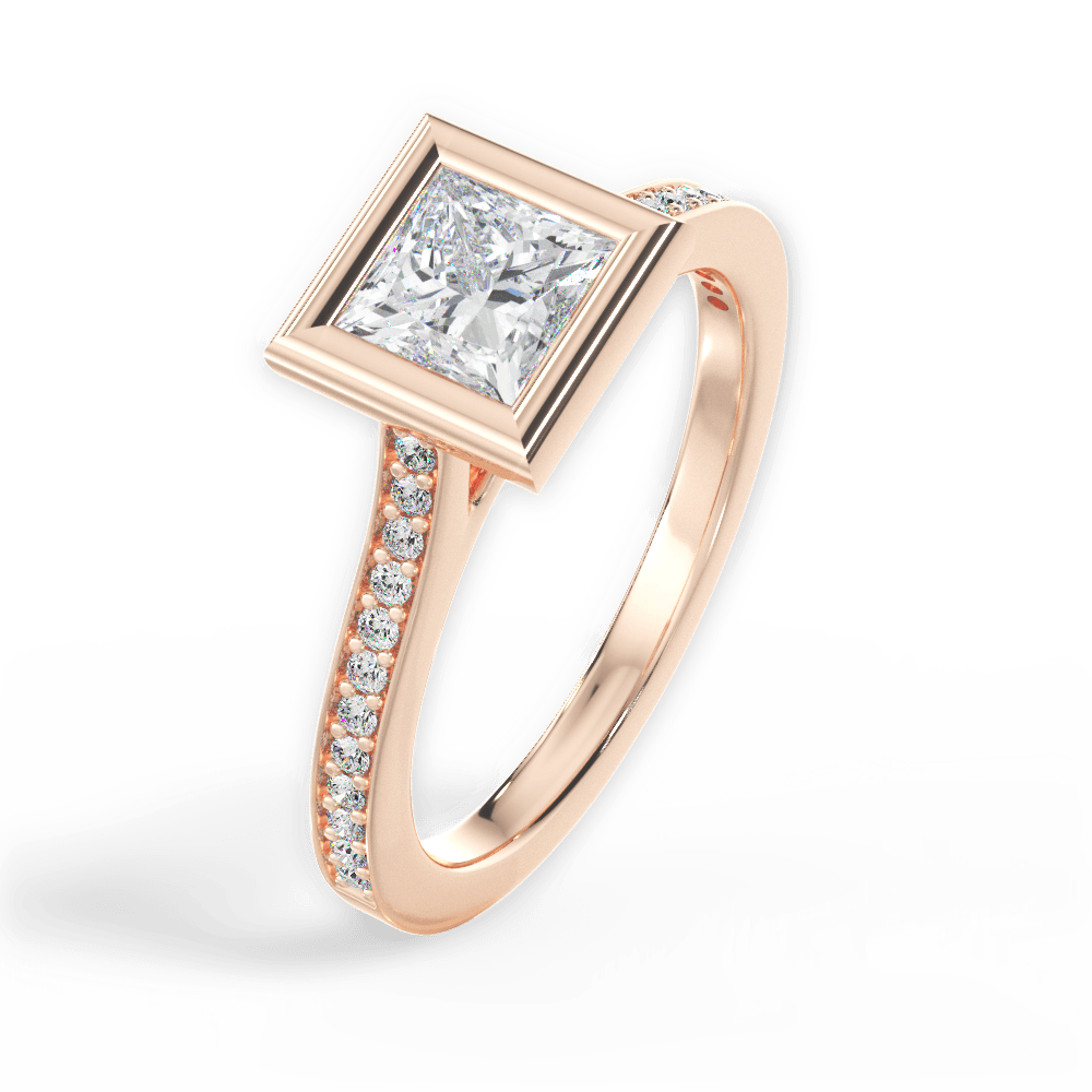 14kt Rose Gold/18kt Rose Gold/princess/side