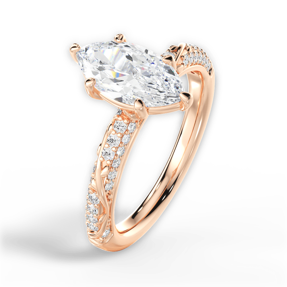 14kt Rose Gold/18kt Rose Gold/marquise/side