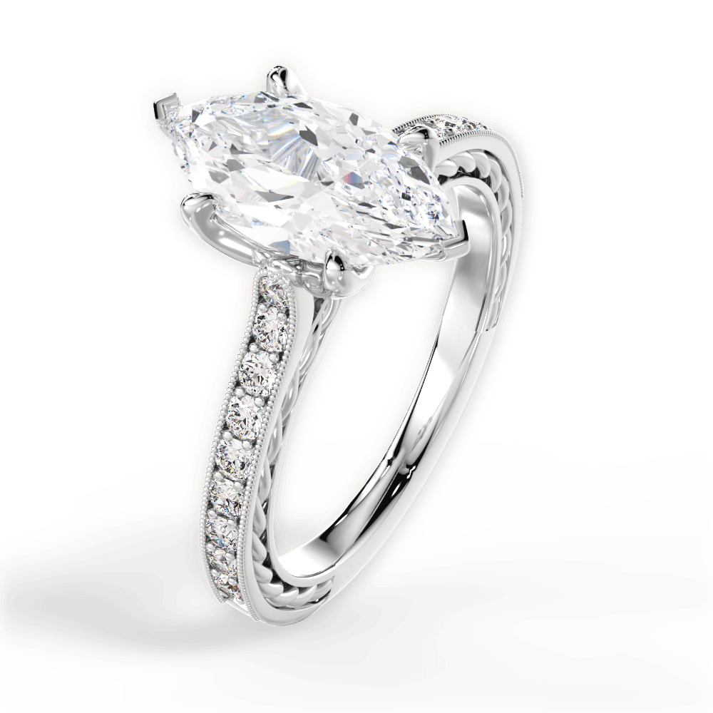 14kt White Gold/18kt White Gold/Platinum/marquise/side