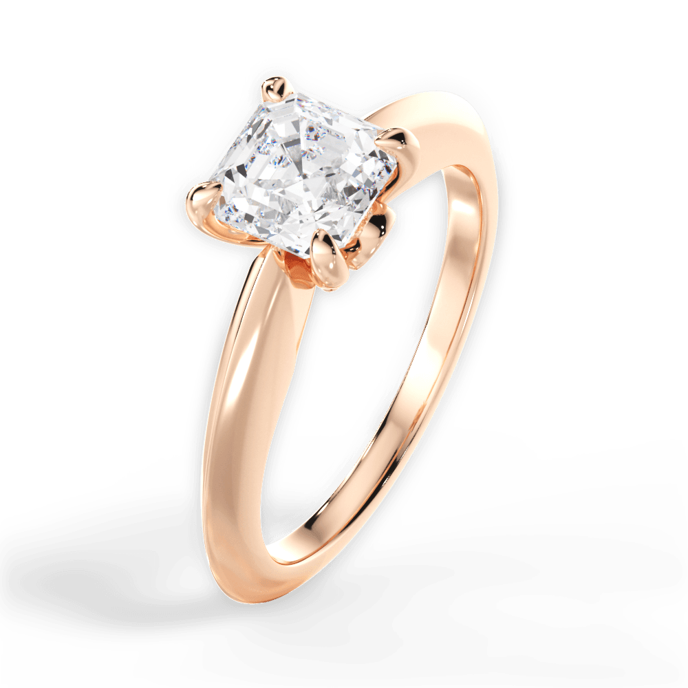 14kt Rose Gold/18kt Rose Gold/asscher/side