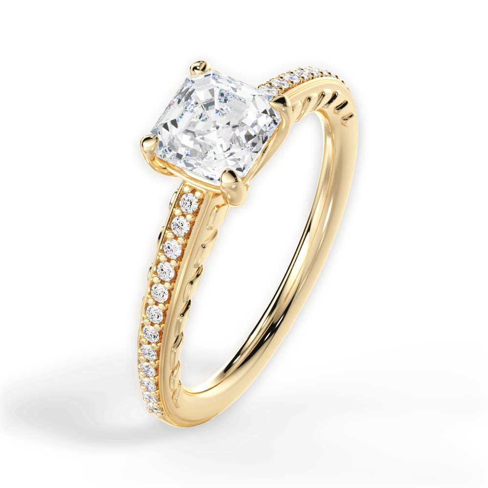 14kt Yellow Gold/18kt Yellow Gold/asscher/side