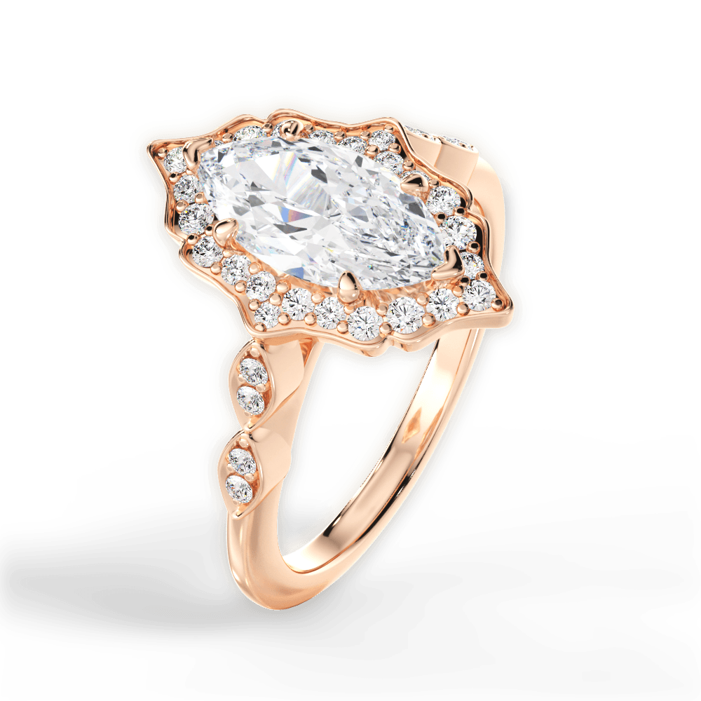 14kt Rose Gold/18kt Rose Gold/marquise/side