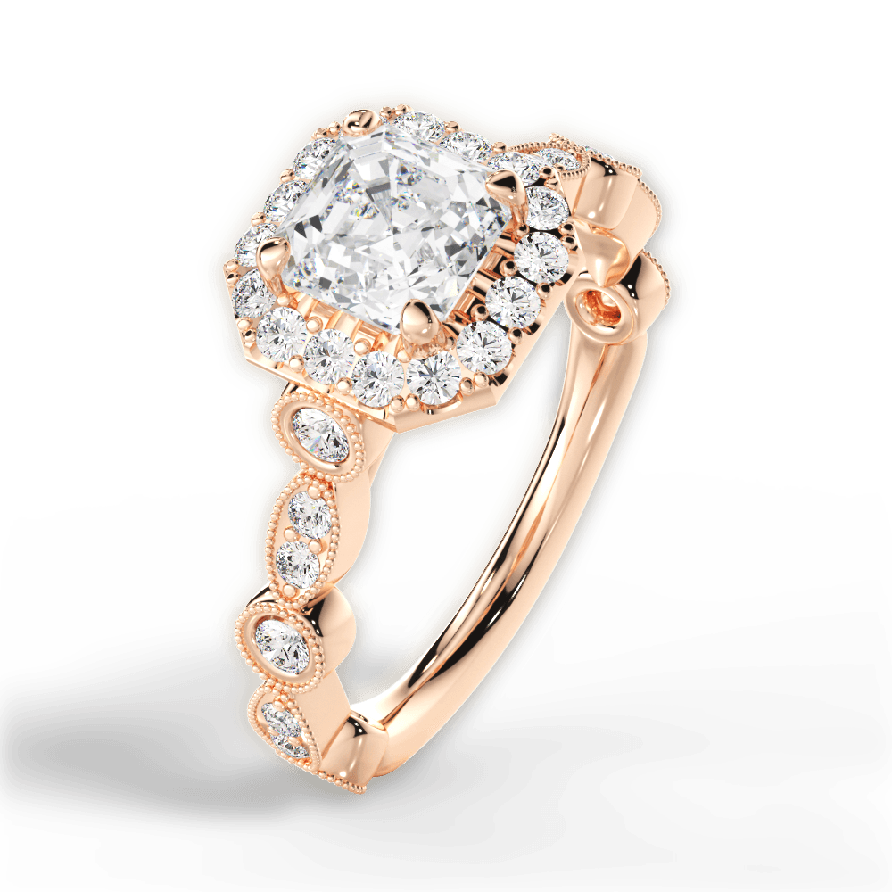 14kt Rose Gold/18kt Rose Gold/asscher/side