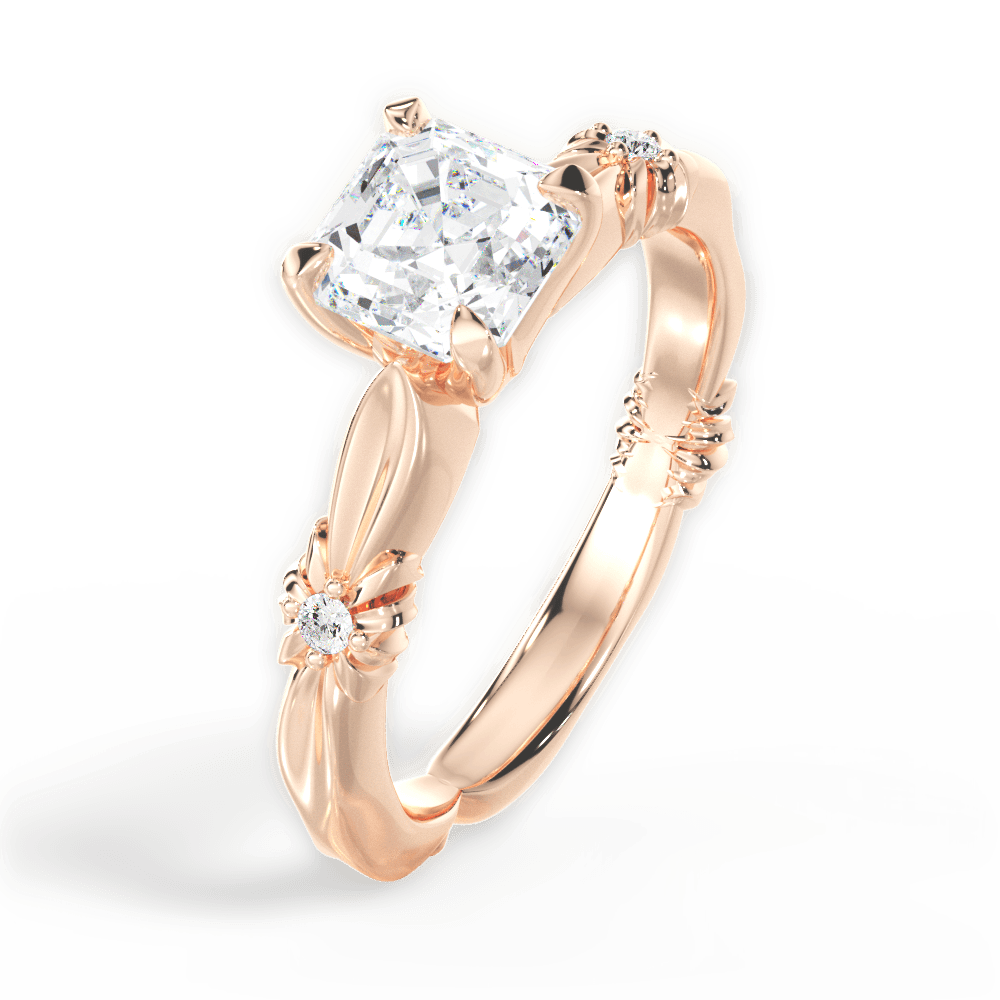 14kt Rose Gold/18kt Rose Gold/asscher/side