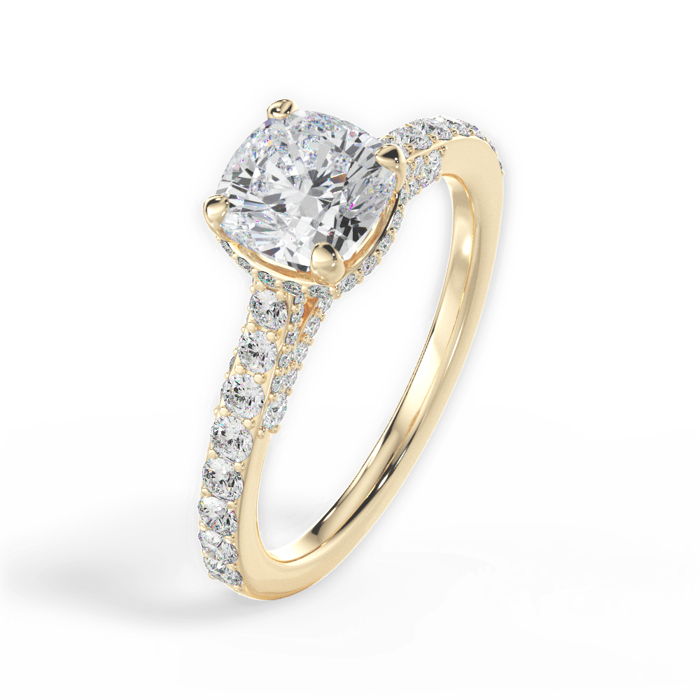 14kt Yellow Gold/18kt Yellow Gold/cushion/side