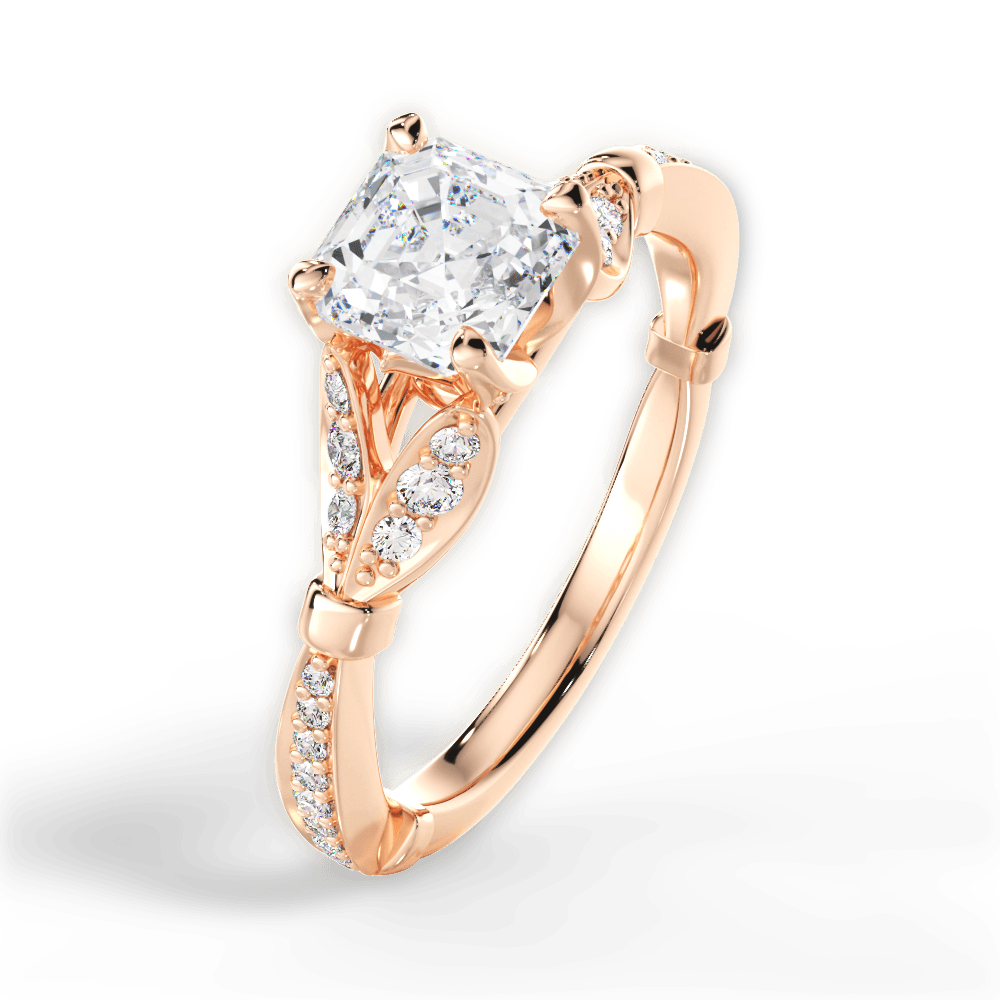 14kt Rose Gold/18kt Rose Gold/asscher/side