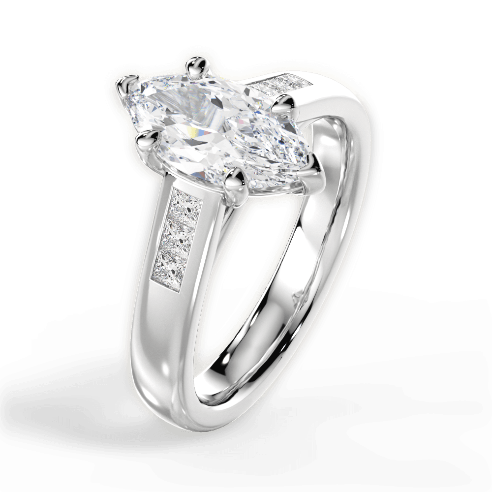 14kt White Gold/18kt White Gold/Platinum/marquise/side