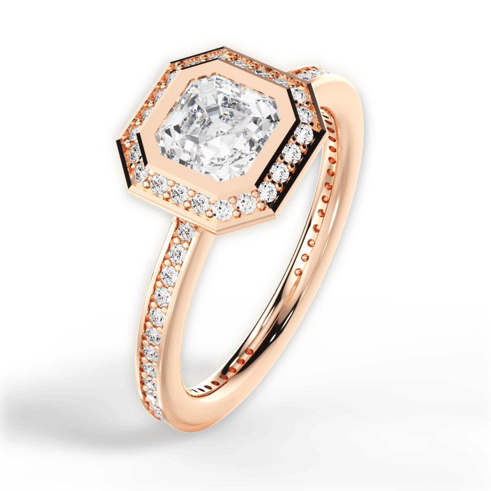 14kt Rose Gold/18kt Rose Gold/asscher/side