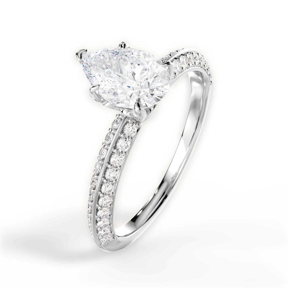 14kt White Gold/18kt White Gold/Platinum/pear/side