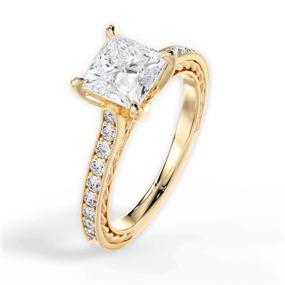 14kt Yellow Gold/18kt Yellow Gold/princess/side