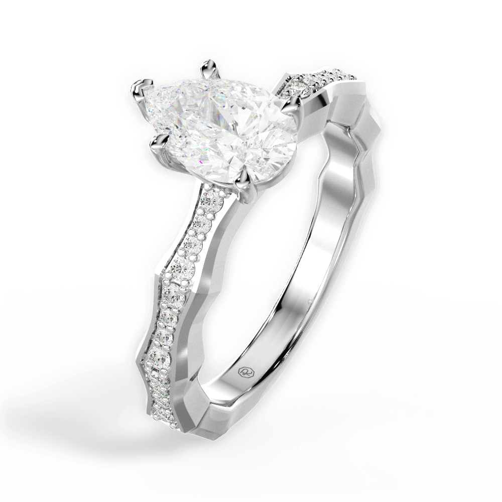 14kt White Gold/18kt White Gold/Platinum/pear/side