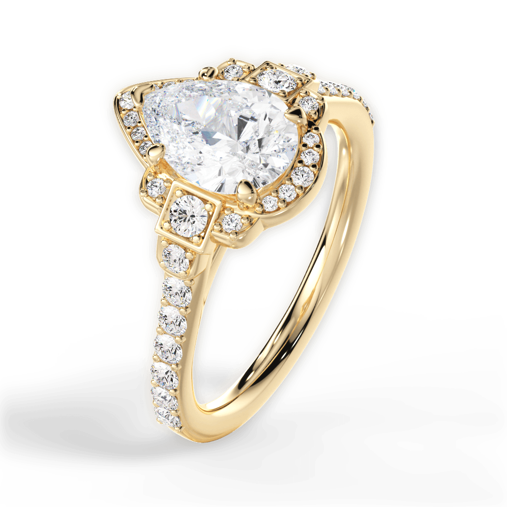 14kt Yellow Gold/18kt Yellow Gold/pear/side