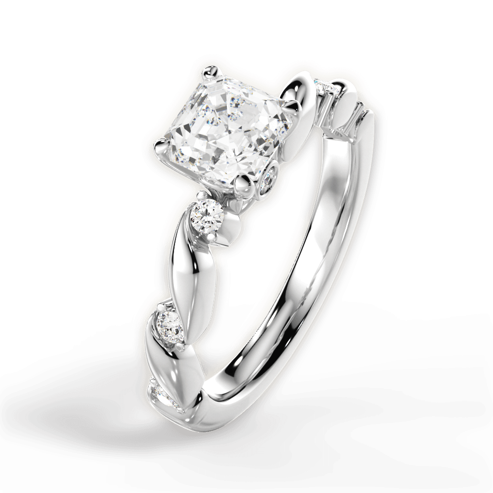 14kt White Gold/18kt White Gold/Platinum/asscher/side