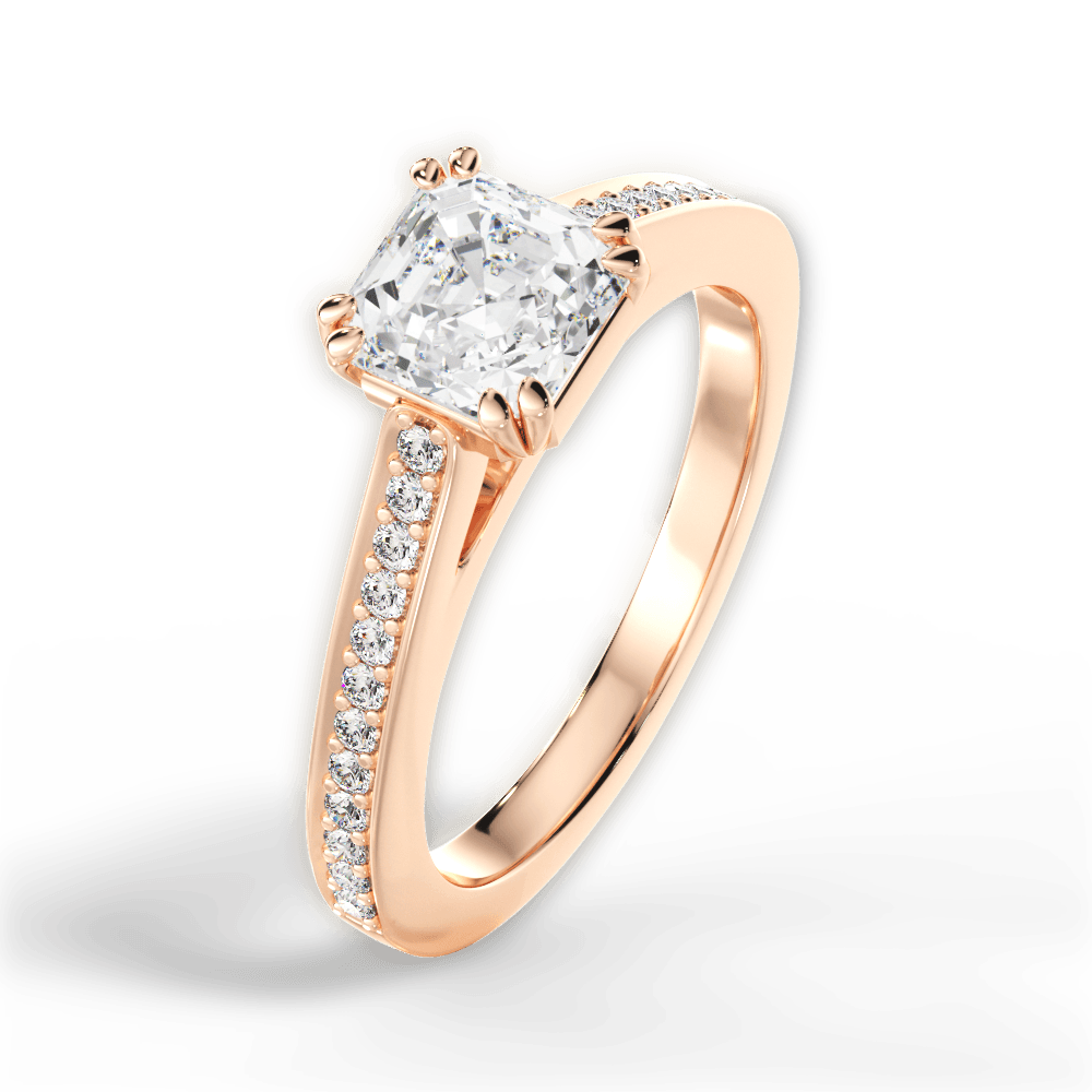 14kt Rose Gold/18kt Rose Gold/asscher/side