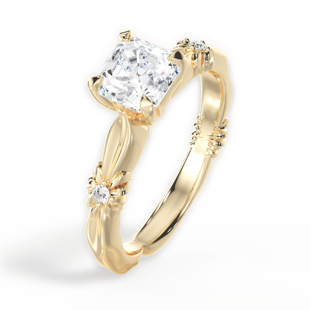 14kt Yellow Gold/18kt Yellow Gold/asscher/side