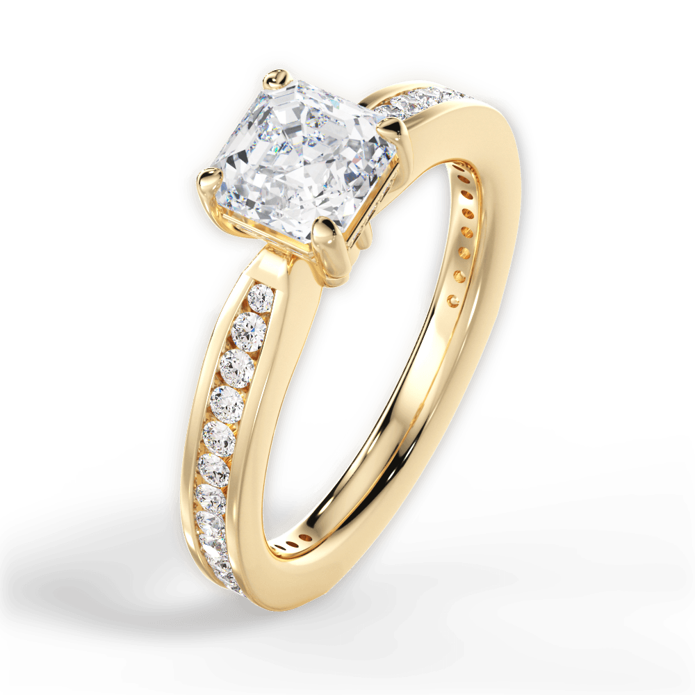 14kt Yellow Gold/18kt Yellow Gold/asscher/side