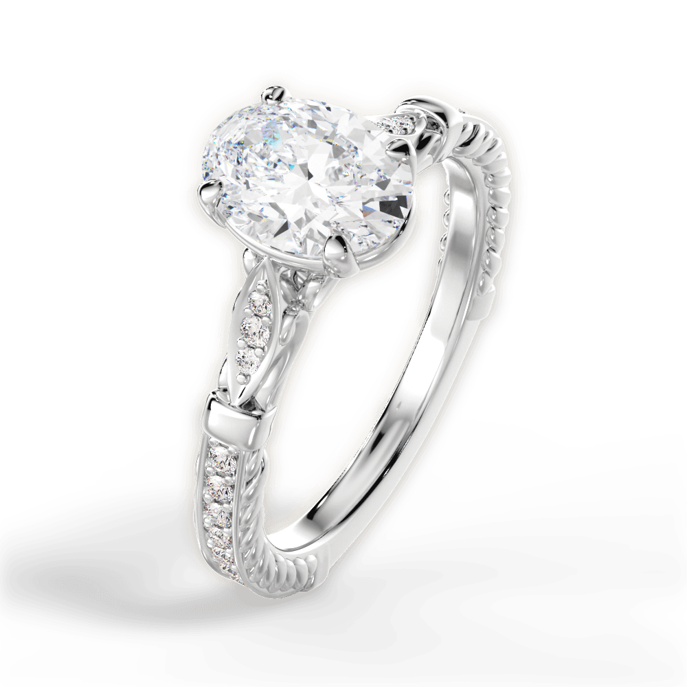 14kt White Gold/18kt White Gold/Platinum/oval/side