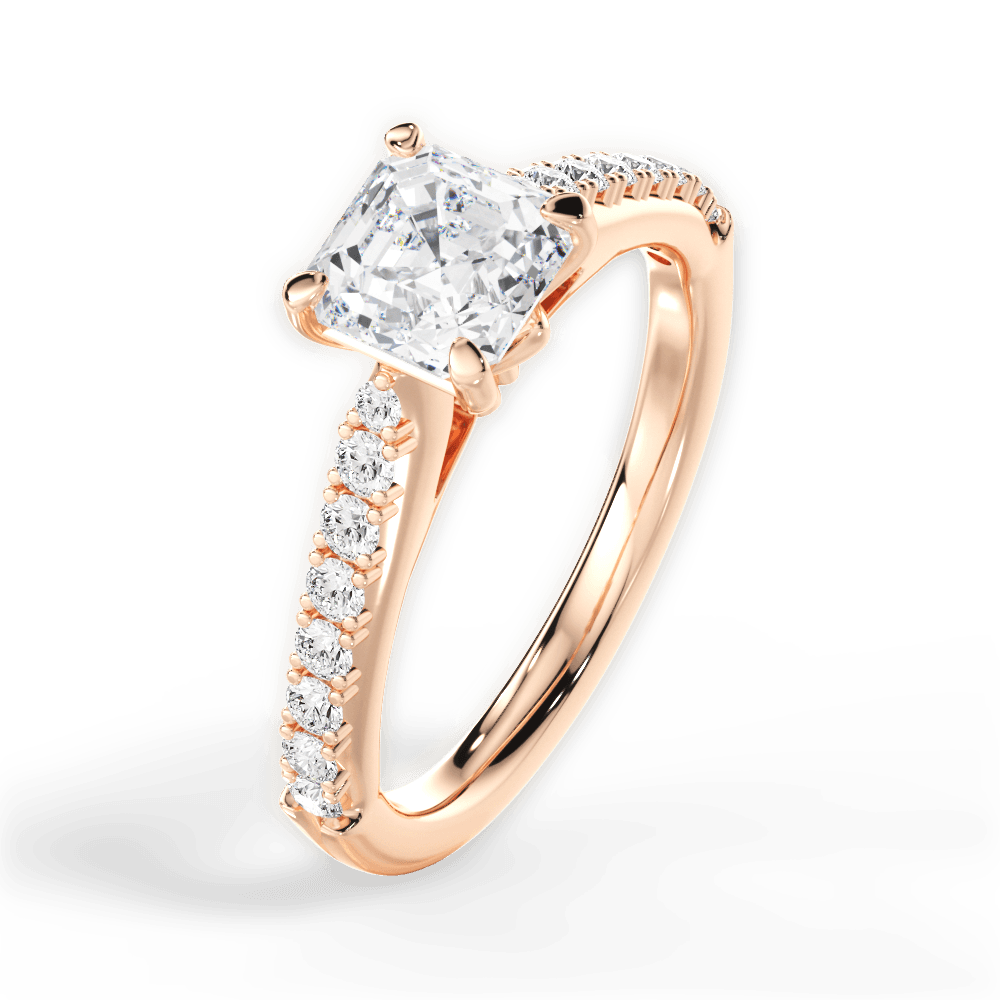 14kt Rose Gold/18kt Rose Gold/asscher/side