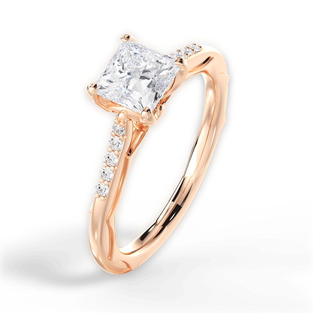 14kt Rose Gold/18kt Rose Gold/princess/side